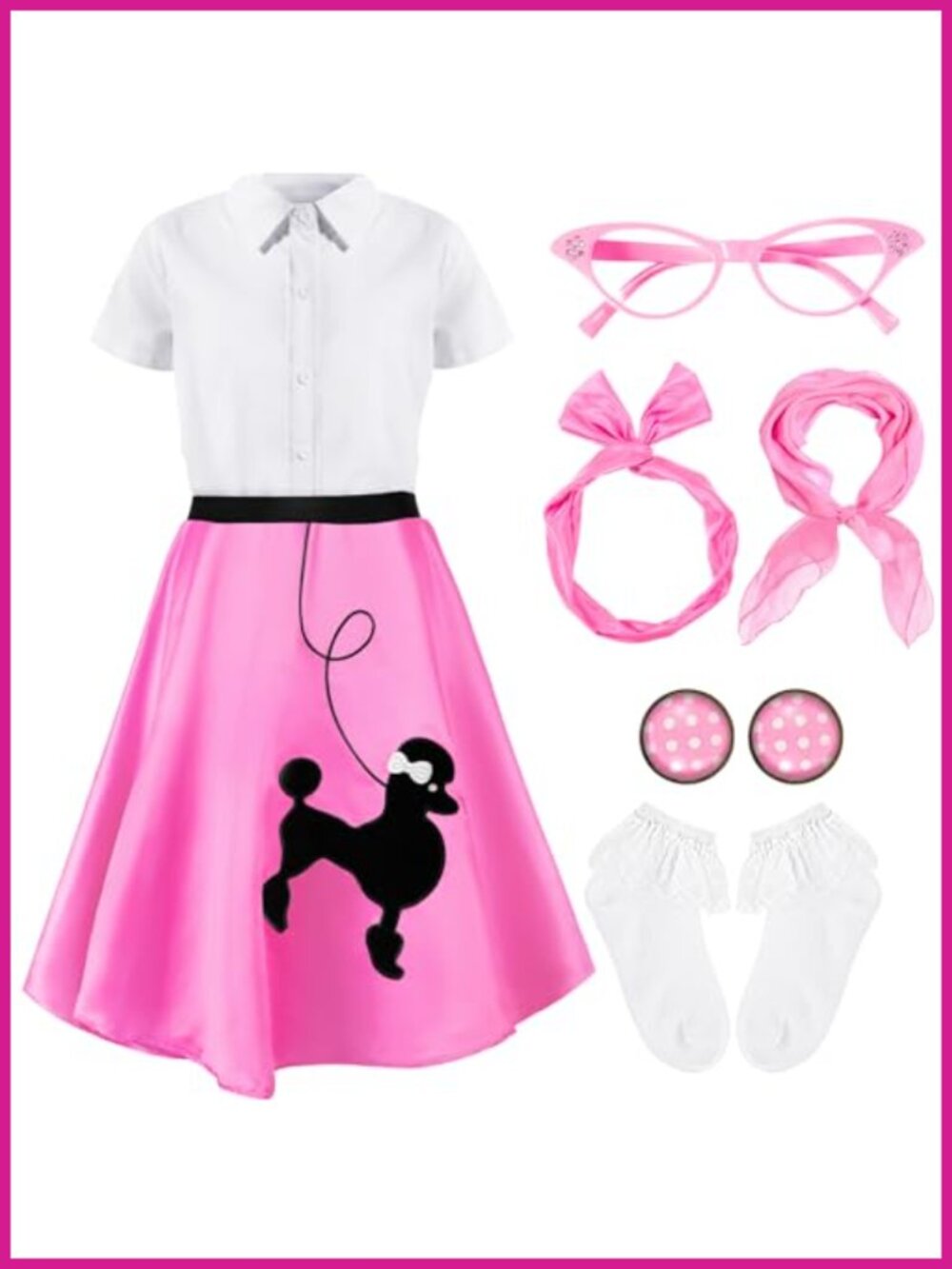 1950s Girls Poodle Skirt Costume Set Sock Hop Outfit